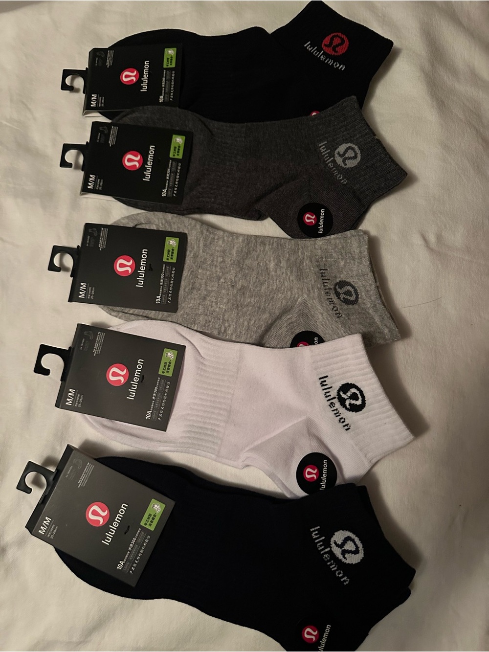 lululemon athletica  5 Pack Low-Cut Socks - Black, White, Gray